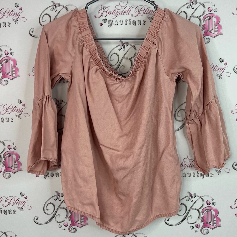Only off the shoulder top light pink beige Women's Blush Pink Blouse